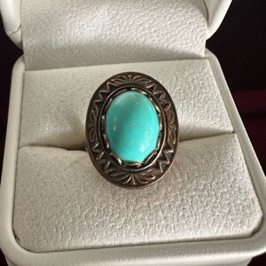 12K GF Turquoise Cabochon Adjustable Ring
